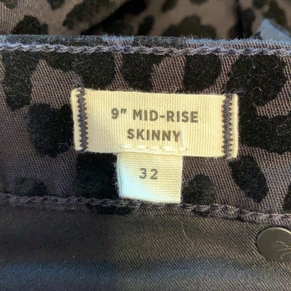 Madewell leopard print flocked velvet black mid-rise skinny pants 32 - Picture 10 of 11